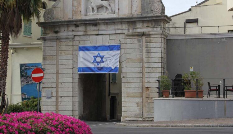 Illustrazione piatta della bandiera di guerra di israele palestina