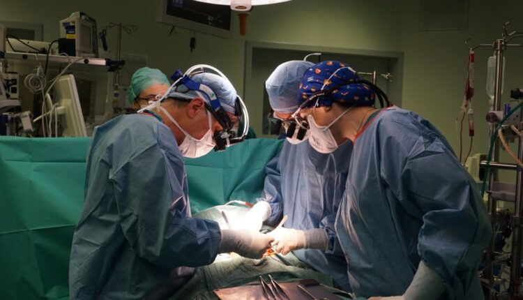 Amedeo Terzi e i cardiochirurghi pediatrici Federico Brunelli e Francesca Julia Papesso.