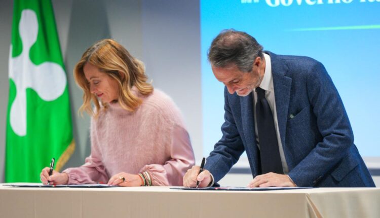 Giorgia Meloni e Attilio Fontana.
